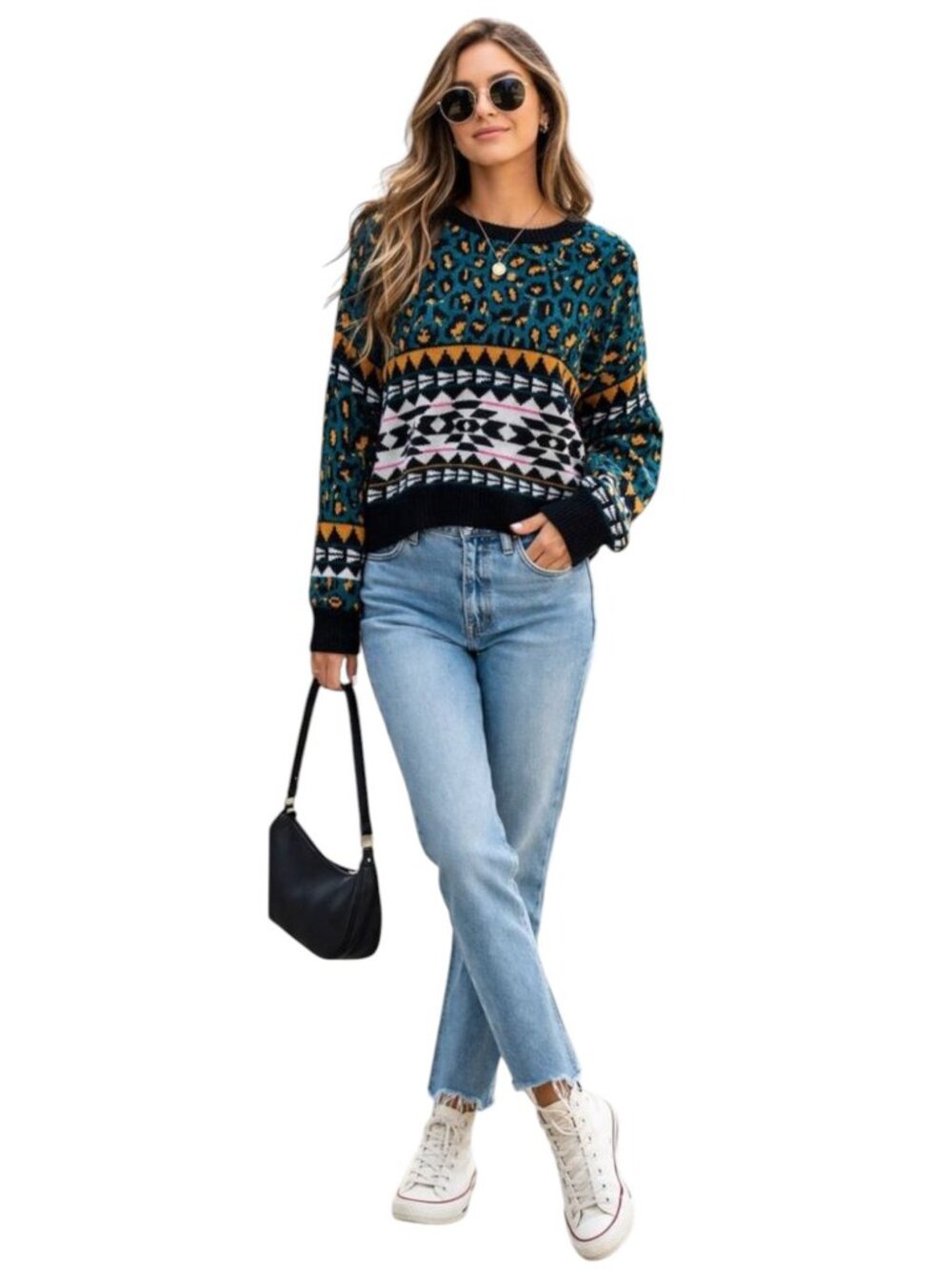 WRANGLER RETRO INDIE SWEATER SOFT PRAIRIE COWGIRL PRINT CABINCORE XL
